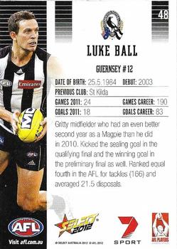 2012 Select AFL Champions #48 Luke Ball Back